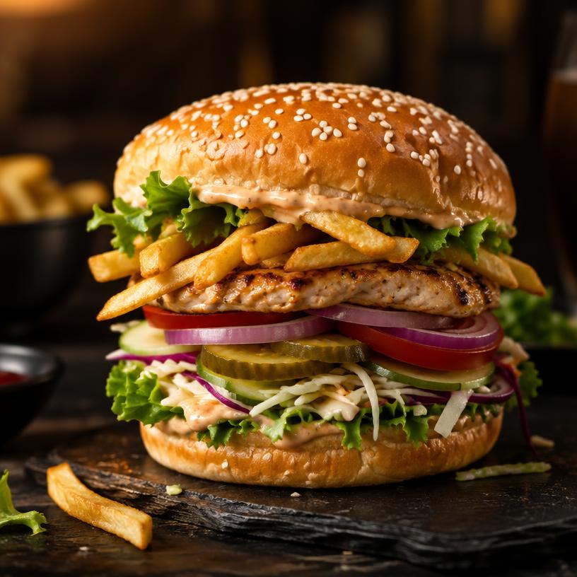 Imagine reprezentativă pentru Hamburger pui